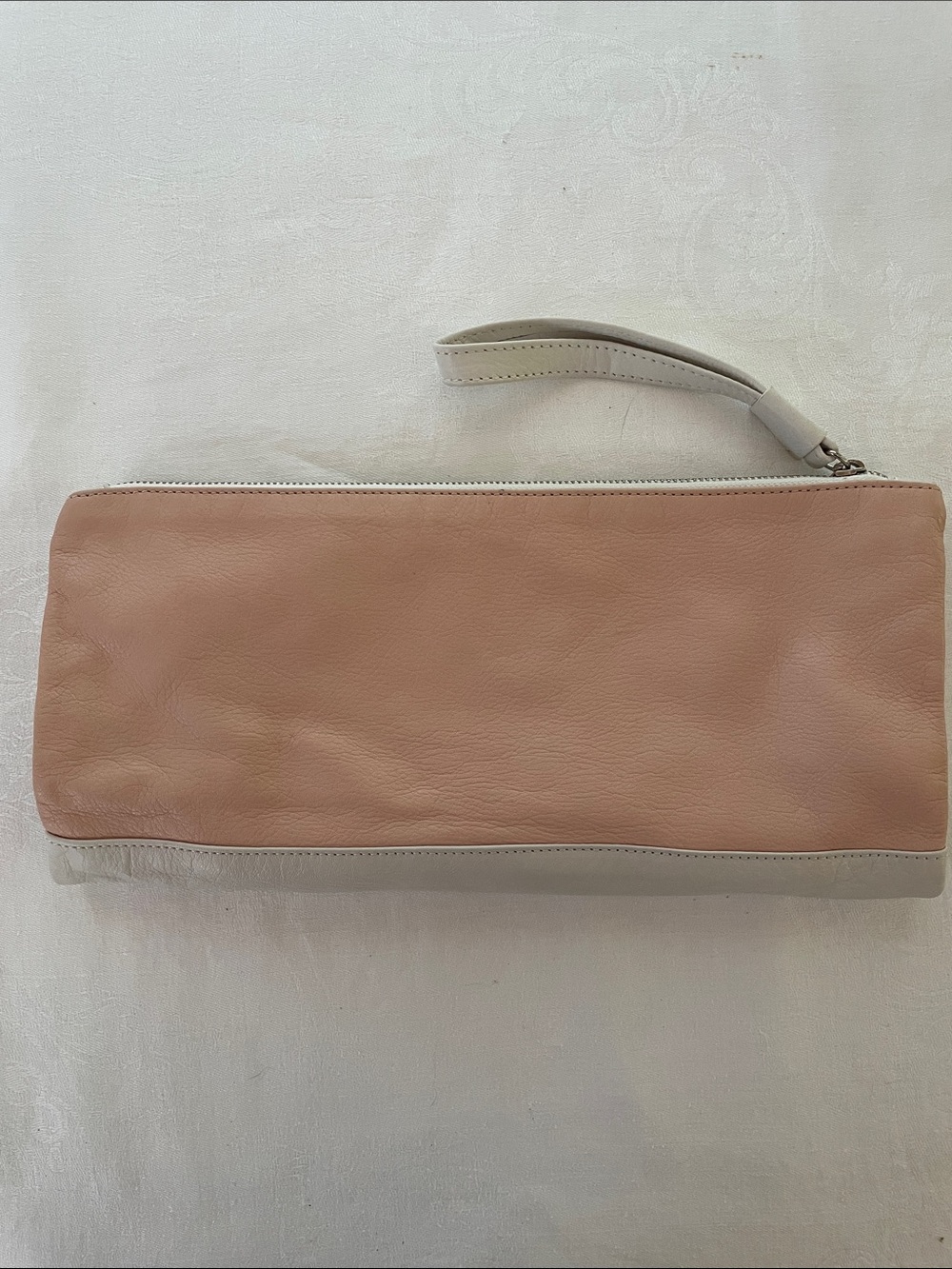 Alberta Di Canio Blush and Cream Leather Wristlet Clutch